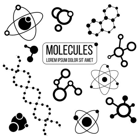 Set of molecule vector  iconsのイラスト素材