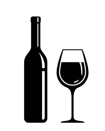 Vector wine bottle and wine glass.のイラスト素材