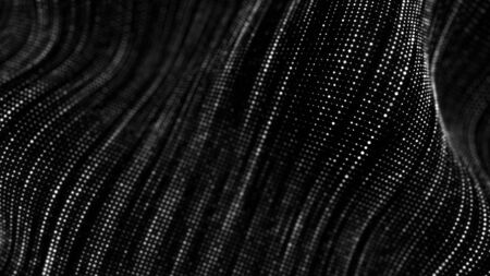 Wave of particles. Abstract background with a dynamic wave.の写真素材