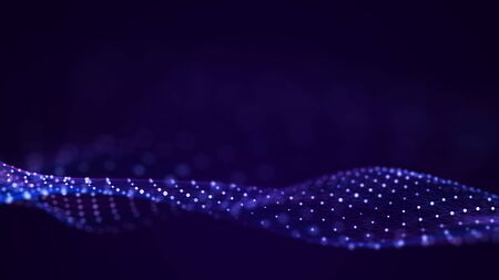 Blue futuristic wave. Abstract technology background. Science background. Big data digital...