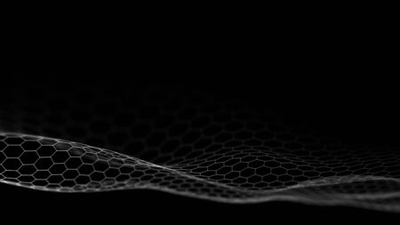 Abstract technology background. Big data visualization. Futuristic hexagon background. 3D rendering.の写真素材