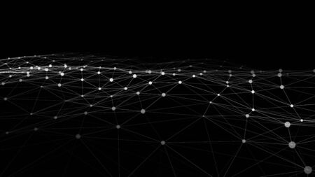 Big data digital dark background. Science background with connected dots and lines.のイラスト素材