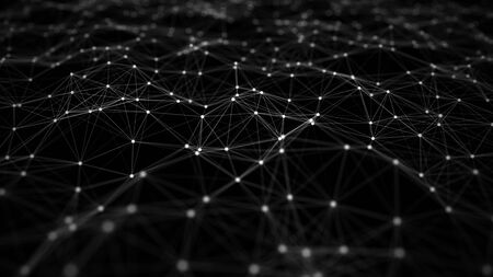 Big data digital dark background. Science background with connected dots and lines. 3d rendering.