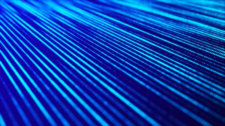 Futuristic particles background. Science background with connected blue dots. 3d rendering.