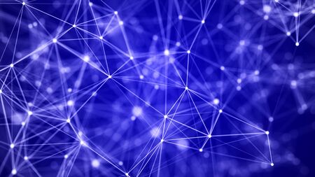 Big data digital blue background. Science background with connected dots and lines. 3d rendering.の写真素材