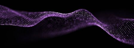 Wave of particles. Abstract background with a dynamic wave. 3d rendering.