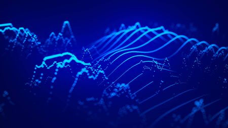 Big data visualization 3D. Technology wave digital background. Analytics representation.