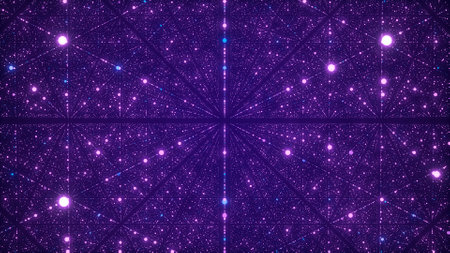 Infinite space background. Abstract futuristic stardust backdrop. Colored universe with dots. 3D rendering.の写真素材