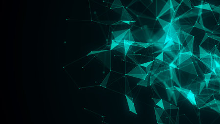 Network connection structure. Blue science background. Abstract digital background. Big data visualization. 3d rendering.の写真素材