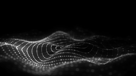 Circle wave of particles. Abstract background with a dynamic wave. 3d rendering.の写真素材
