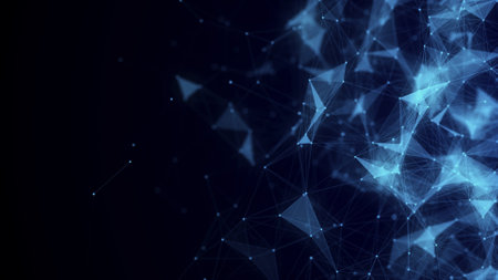 Network connection structure. Blue science background. Abstract digital background. Big data visualization. 3d rendering.の写真素材