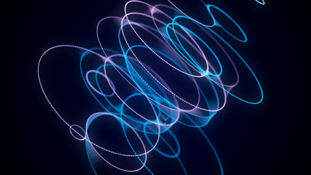 Abstract blue sphere with connecting dots and lines. Wireframe technology sphere of particles. Big...
