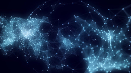 Abstract blue sphere with connecting dots and lines. Network concept. Wireframe technology sphere....