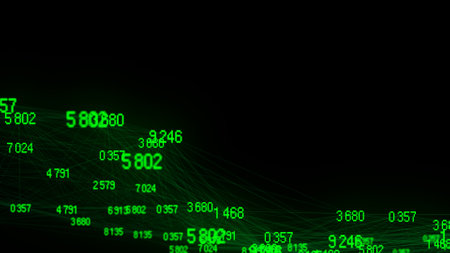 Block chain technology concept. Big data visualization. Artificial intelligence. Green network connection structure. Abstract digital background with matrix. 3d rendering.の写真素材