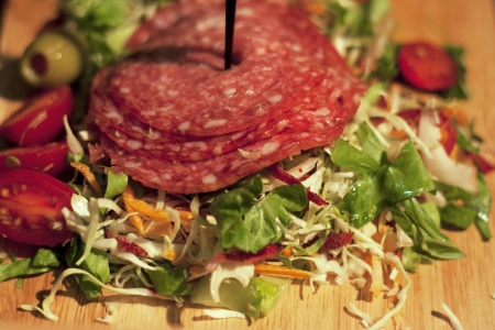 salami and tomato saladの写真素材