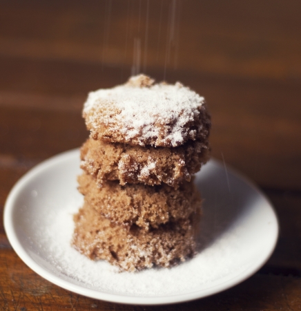 Chocolate cake with sugarの写真素材