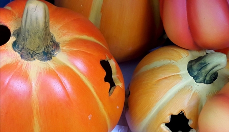 pumpkins decorative candles for halloweenの写真素材