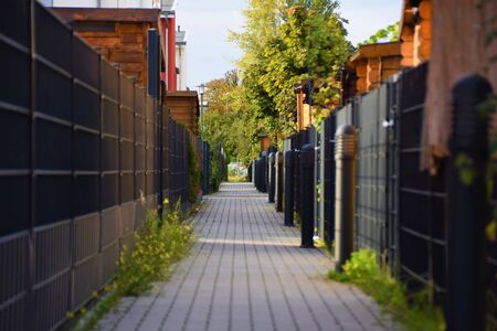 Alley walkway along apartment buildings
