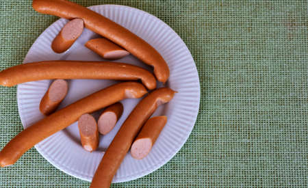 meat sausages in a white plateの写真素材