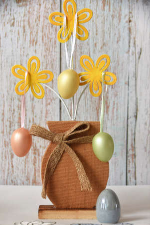 decorative flowers and easter eggs