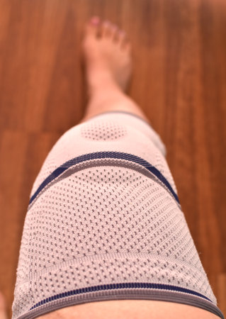 Close-up of a man's leg.の写真素材