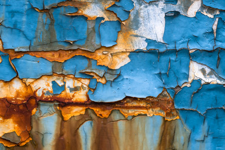 Old blue paint on the surface of the old iron. Abstract backgroundの写真素材