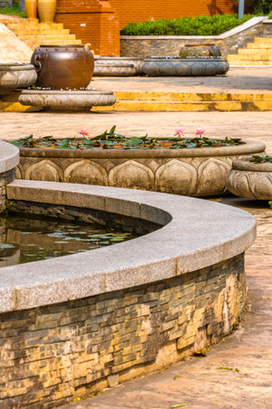 Water fountain in public park at Chiang Rai province, Thailand.の写真素材