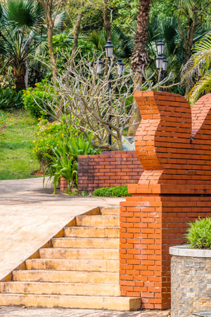 Stone stairs in the garden at Chiangmai province, Thailand.の写真素材