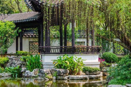 Pavilion in the garden at Chiang Rai province, Thailand.の写真素材