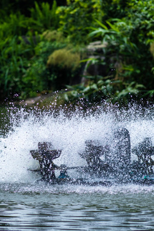 Water fountain in the park, Thailand. Shallow depth of field.の写真素材