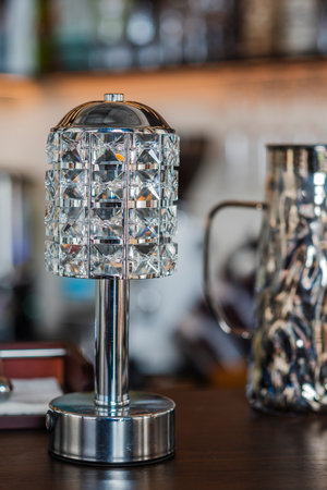 Vintage lamp in coffee shop - vintage filter effect and selective focus pointの写真素材