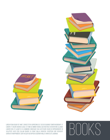 Pile of different books. Vector.のイラスト素材