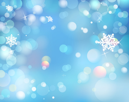 Blue Winter Shining Bokeh Background With Snowflakes.のイラスト素材
