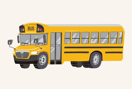 Funny cute hand drawn cartoon School Bus Illustration. Toy Cartoon School Bus. Toy Vehicles for Boys. Vector illustrationのイラスト素材
