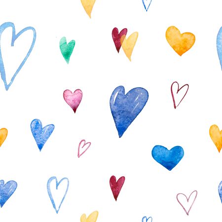 Hand-drawn doodle seamless pattern with hearts. Can be used for wedding invitation, card for...
