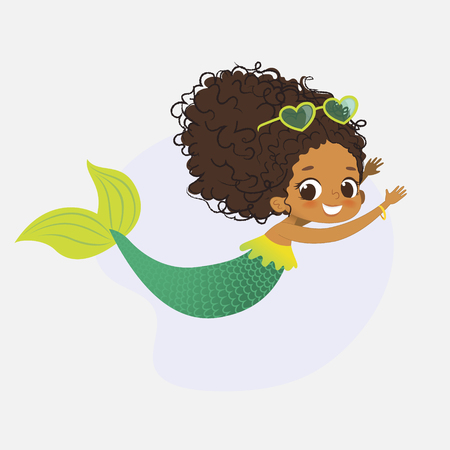 Mermaid African Character Mythical Cute Girl Nymphのイラスト素材