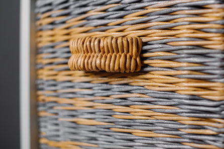 WICKER NEWSPAPER BOXES FOR SHELVINGの写真素材