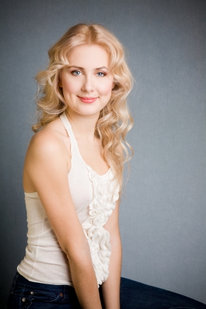 beautiful blonde young girl の写真素材