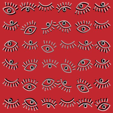 Vector simple pattern with third eye on a red backgroundのイラスト素材