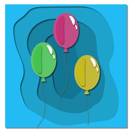 Simple illustration with paper cut effectのイラスト素材