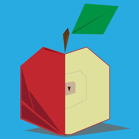 geometric apple on a blue backgroundのイラスト素材