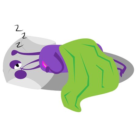 simple sticker. cute violet monsterのイラスト素材