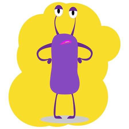 simple sticker. cute violet monsterのイラスト素材