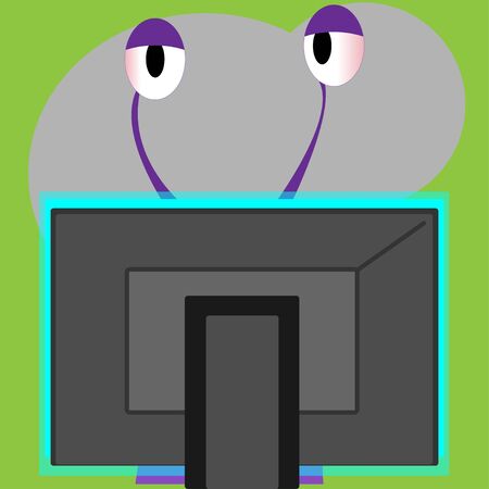 simple sticker. cute violet monsterのイラスト素材