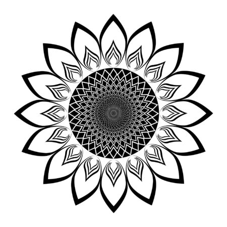 vector black and white sunflowerのイラスト素材