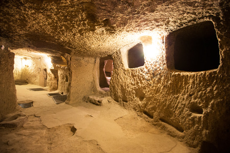 Derinkuyu cave city in Cappadocia Turkeyの写真素材