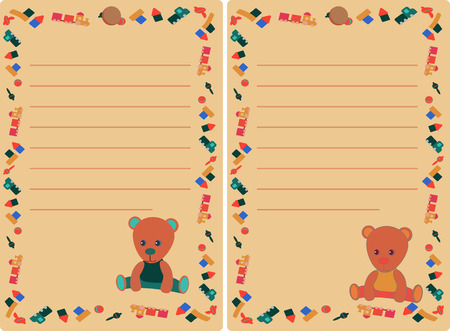 tag with teddy bear Vector illustration for poster, card, label, flyer, scrap page, banner, baby wear, nurseryのイラスト素材