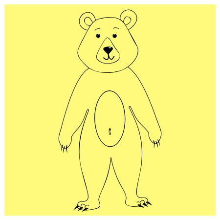 Bear character standing on his hind legs. Linear elements for coloring book, printing for clothe. Russian national Fair attributes Educational cards or greeting cards. Vector llustration Maslenitsaのイラスト素材