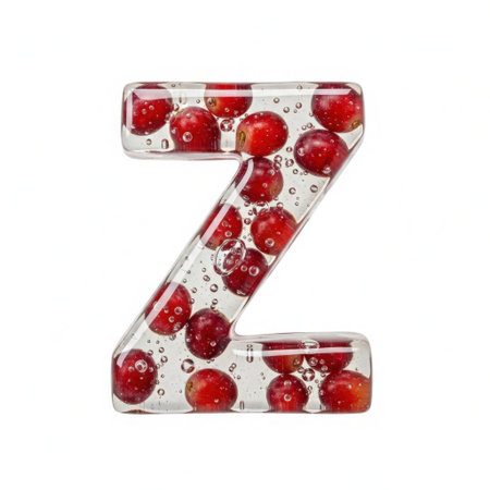 Alphabet made of frozen cherries on white background. Letter Zの素材