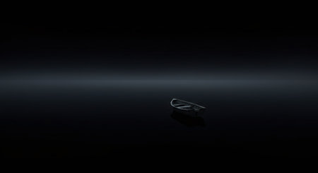 Empty boat floating alone on still water in darkness. Concept of loneliness, isolation, and mental health challenges.の素材